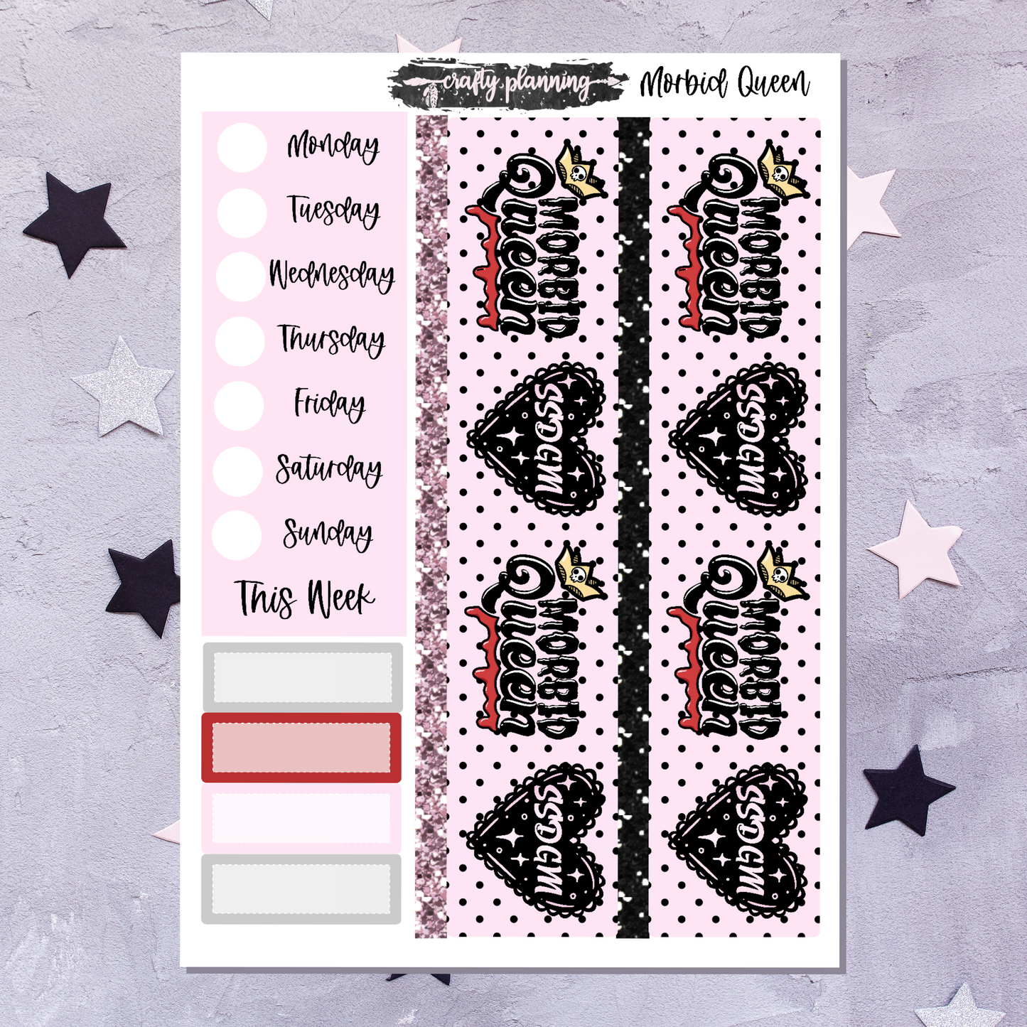 Morbid Queen - A La Carte - Weekly Vertical Planner Kit