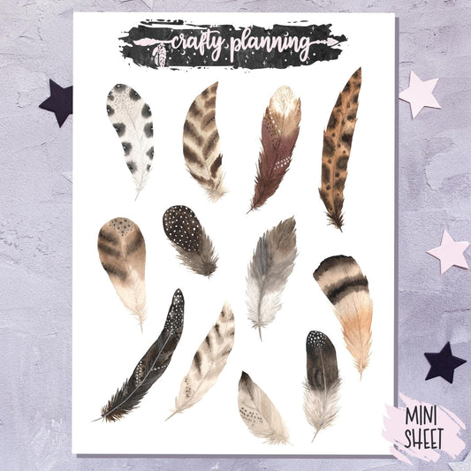 Neutral Feathers - Mini Sticker Sheet