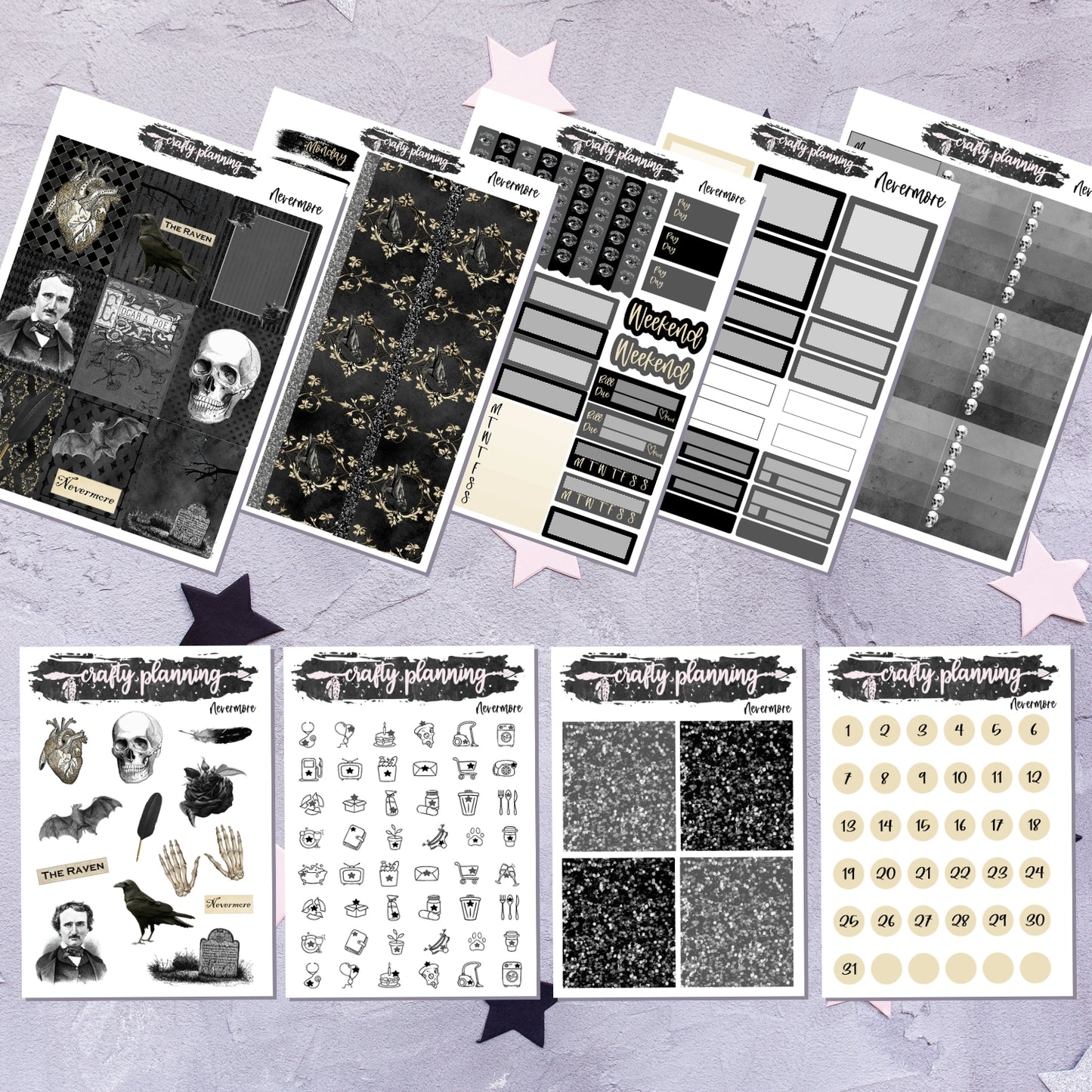 Nevermore - A La Carte - Weekly Vertical Planner Kit