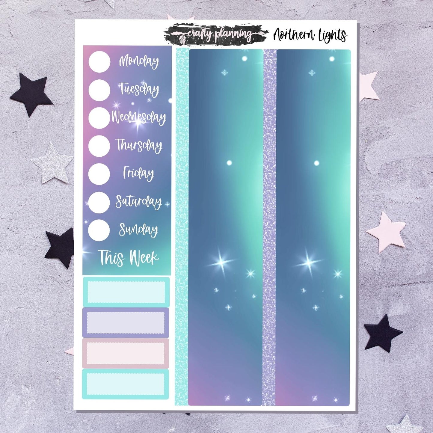 Northern Lights - A La Carte - Weekly Vertical Planner Kit