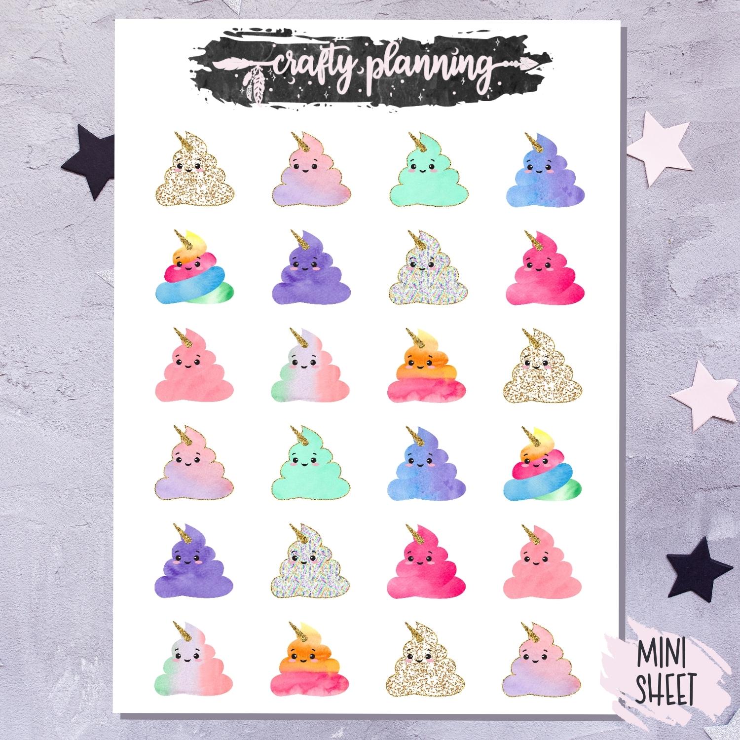 Unicorn Poops - Mini Sticker Sheet – Crafty Planning Shop
