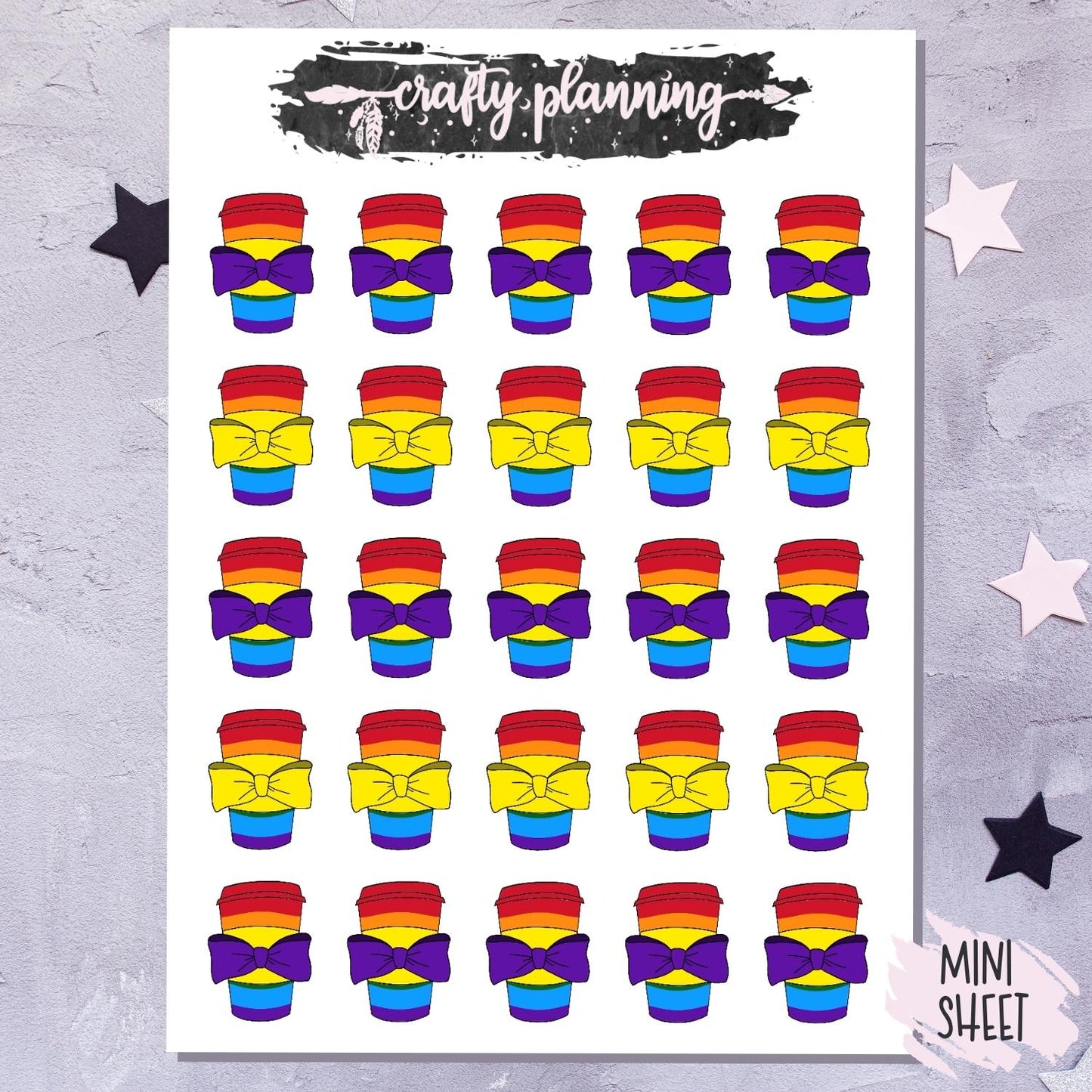 Pride Bow Cups - Mini Sticker Sheet