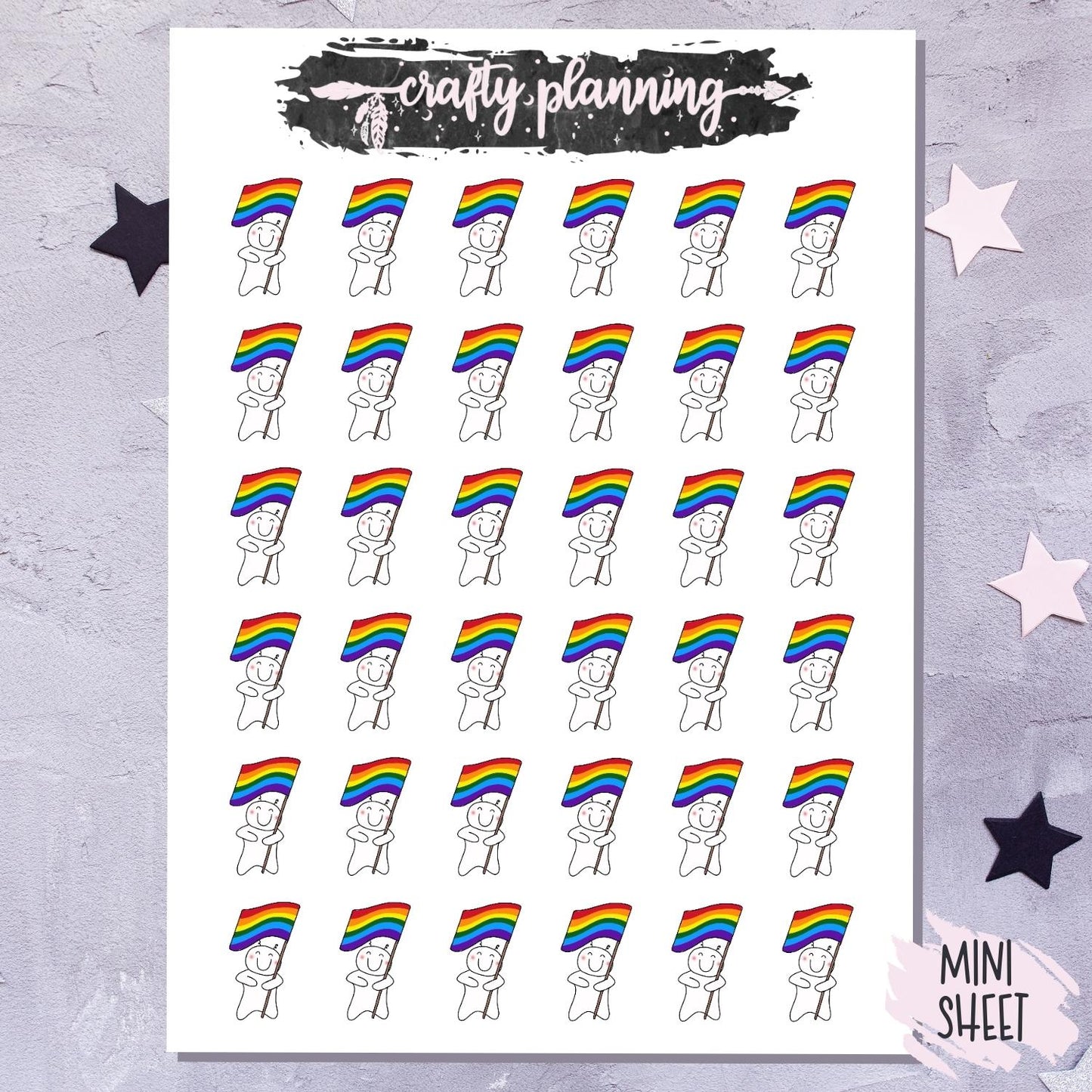 Crafty Cutie Pride Flag - Mini Sticker Sheet