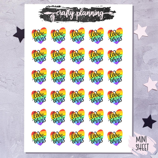 Love Wins Pride Hearts - Mini Sticker Sheet