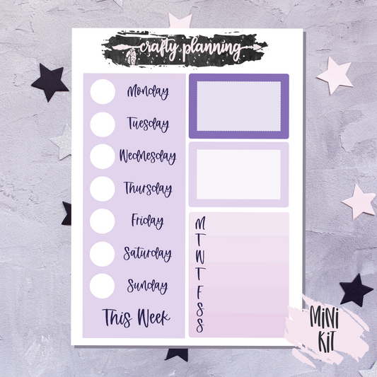 Purple Floral Mini Kit, Floral Stickers, Purple Stickers, A La Carte Kit, Weekly Planner Kit