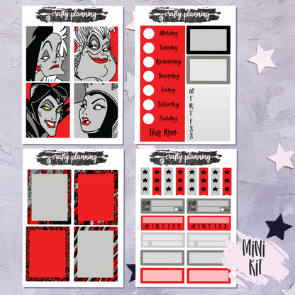 Villain Mini Kit, Gothic Stickers, Halloween Stickers, Villain Stickers, A La Carte Kit, Weekly Planner Kit