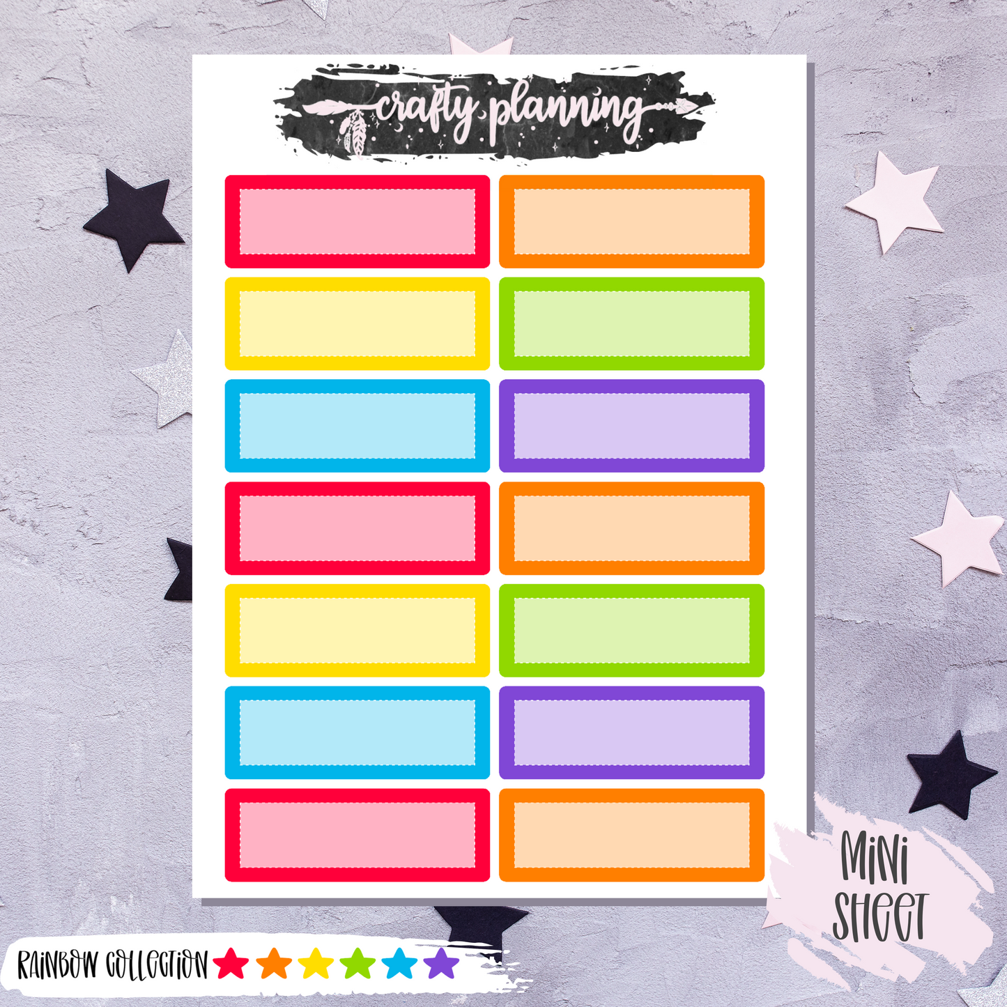 Quarter Boxes, Dashed Quarter Boxes, Planner Boxes, Planner Stickers, Functional Stickers, Colour Packs