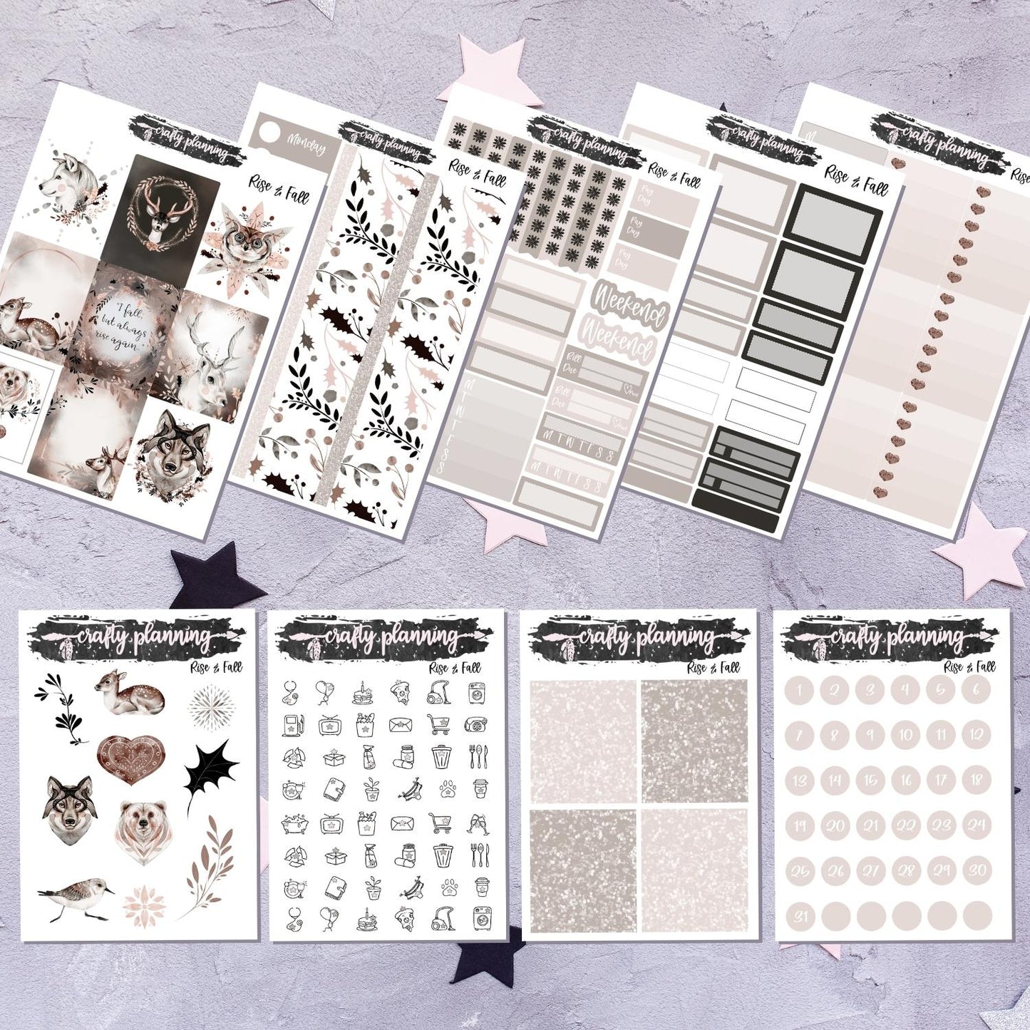 Rise & Fall - A La Carte - Weekly Vertical Planner Kit