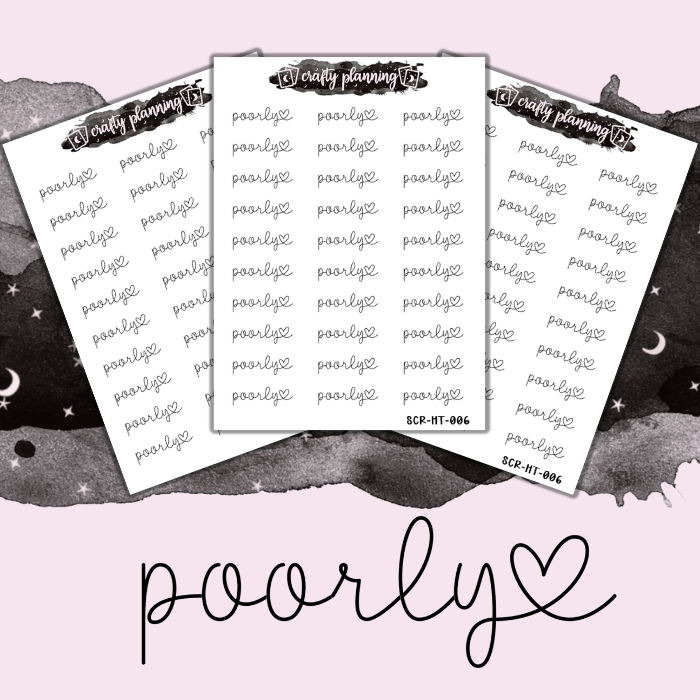 Poorly Heart Scripts - Mini Sticker Sheet