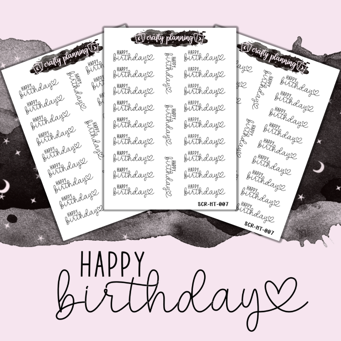 Happy Birthday Script - Mini Sticker Sheet