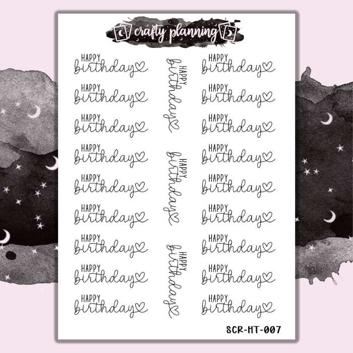 Happy Birthday Script - Mini Sticker Sheet
