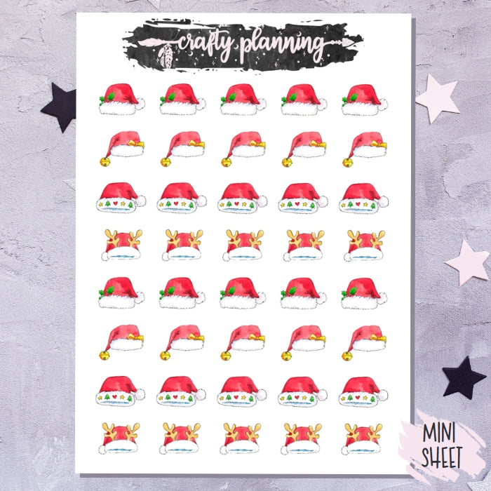 Santa Hats - Mini Sticker Sheet