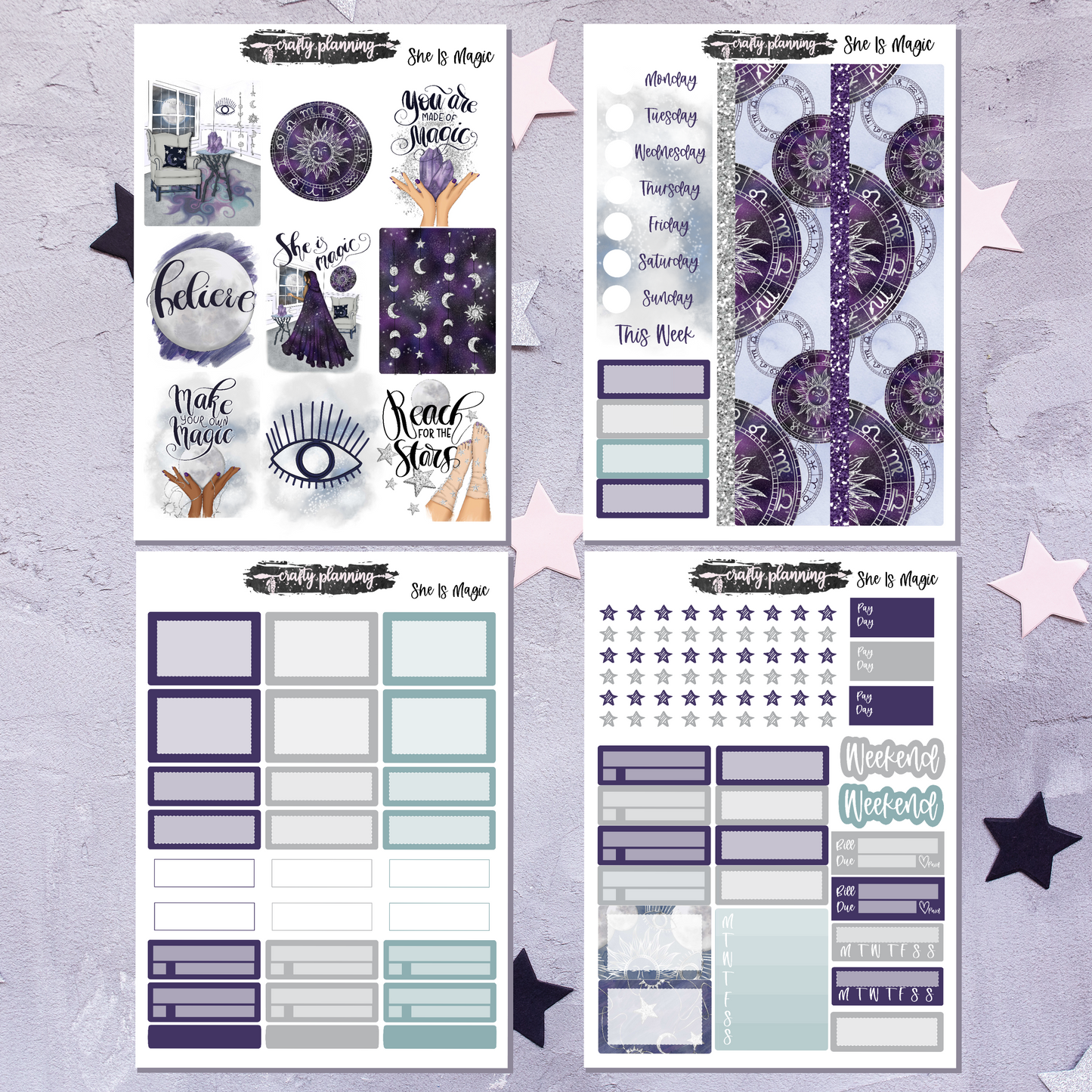 She Is Magic - A La Carte - Weekly Vertical Planner Kit
