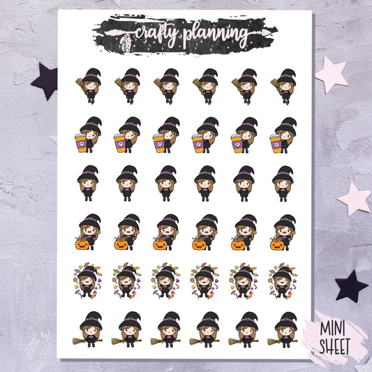 Witch Character - Mini Sticker Sheet