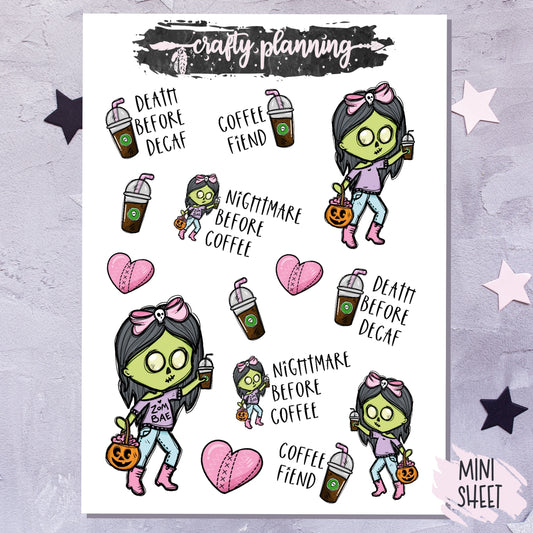 Coffee Zombie - Mini Sticker Sheet