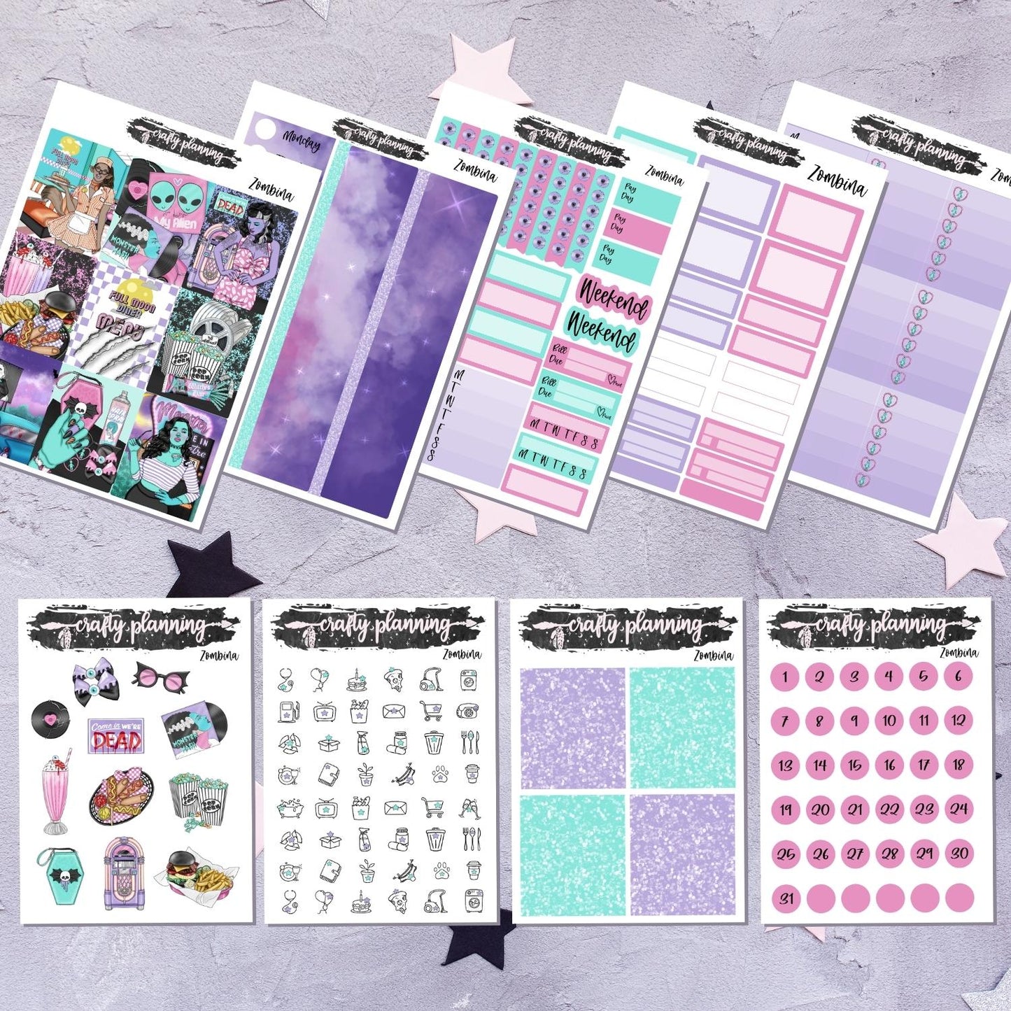 Zombina - A La Carte - Weekly Vertical Planner Kit