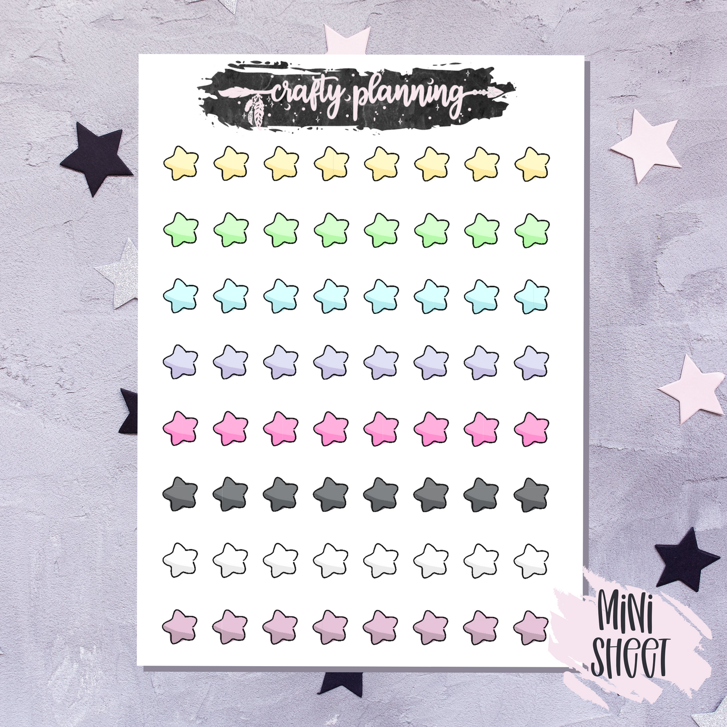 Star Stickers, Doodle Stickers, Cute Stickers, Planner Stickers, Pastel Stickers, Deco Stickers