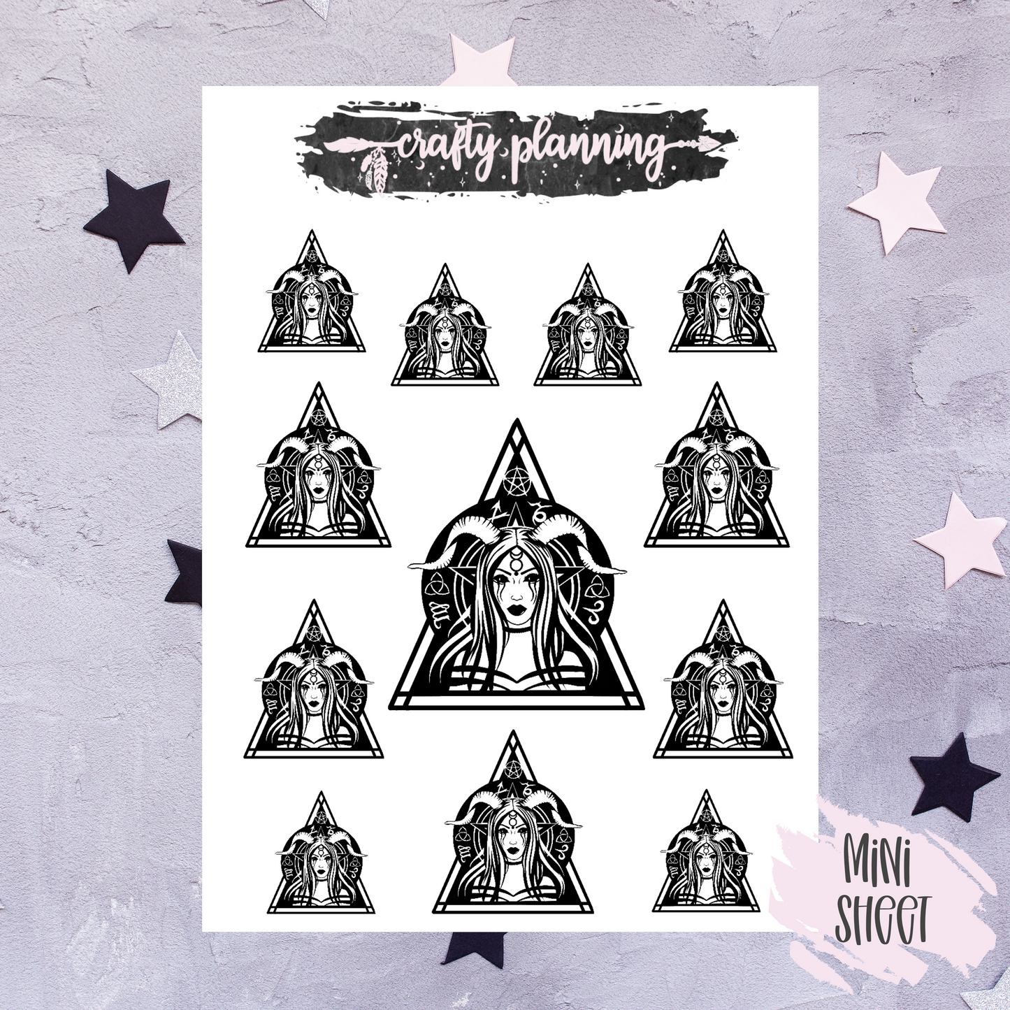 Witchcraft Stickers, Gothic Stickers, Planner Stickers, Esoteric Stickers, Dark & Moody, Pagan Stickers, Triangle Witch