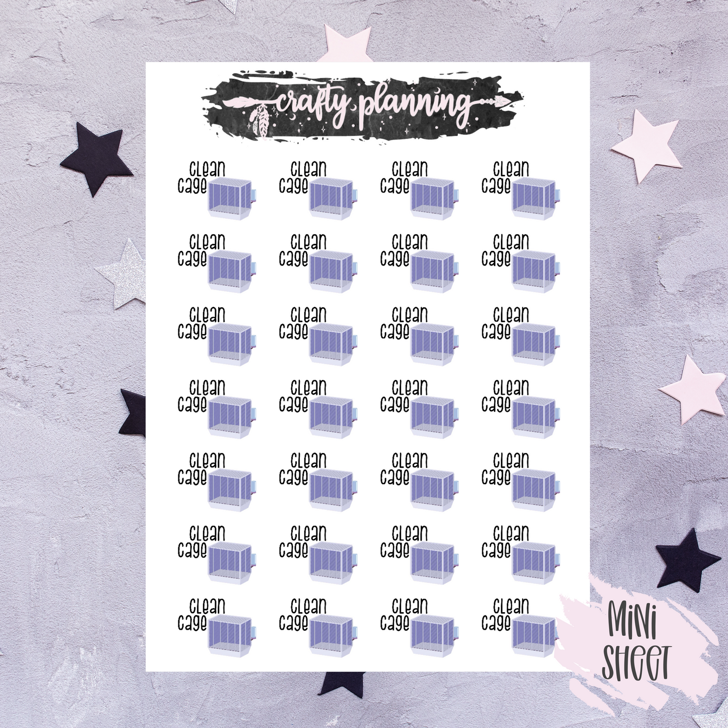 Clean Cage Stickers, Pet Care Stickers, Planner Stickers, Small Pet Care Stickers, Pet Reminders, Hamster Stickers, Mice Stickers