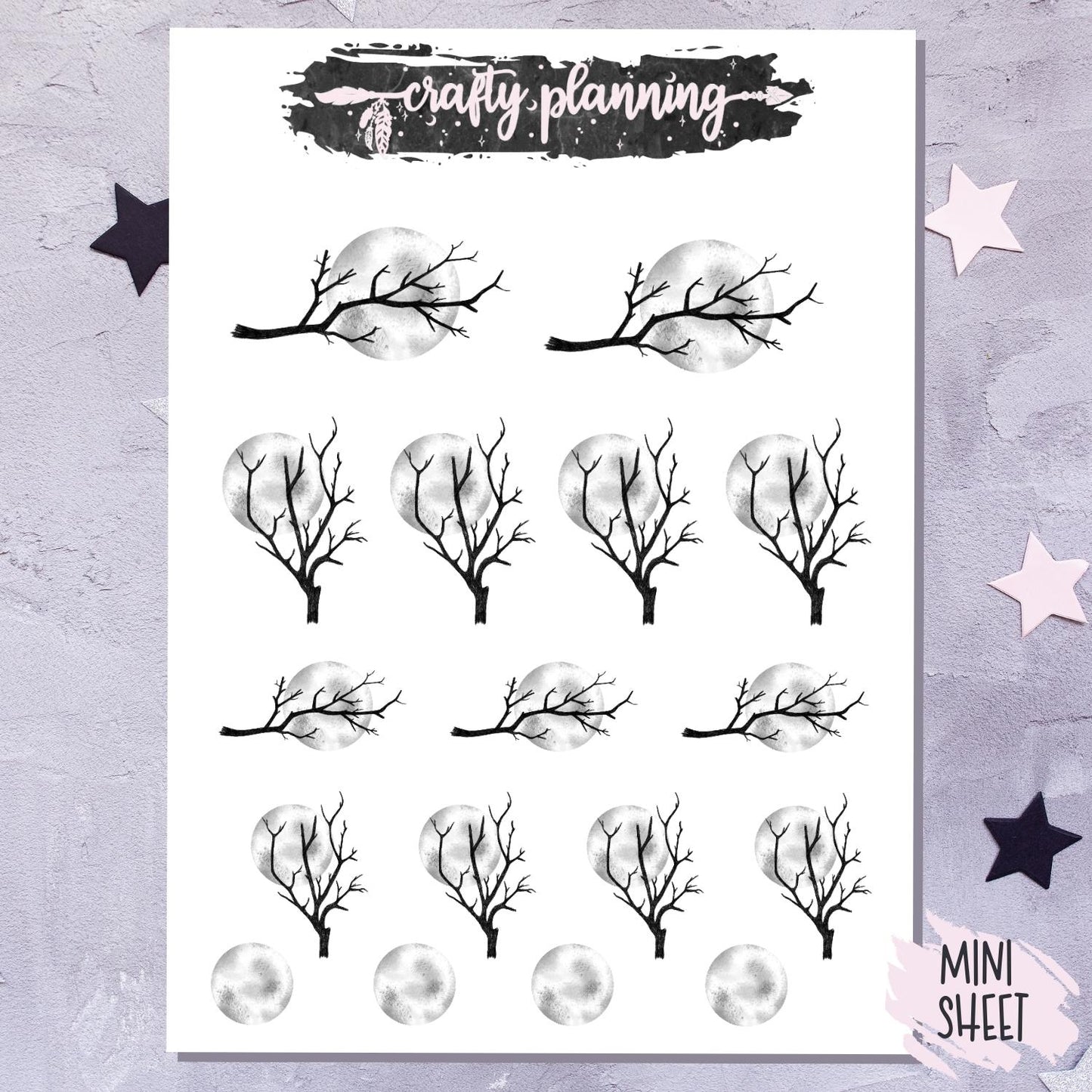 Full Moon & Branches - Mini Sticker Sheet