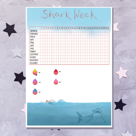 Full Page Sticker, Period Tracker Stickers, Menstruation Tracker, Planner Stickers, Shark Week Stickers