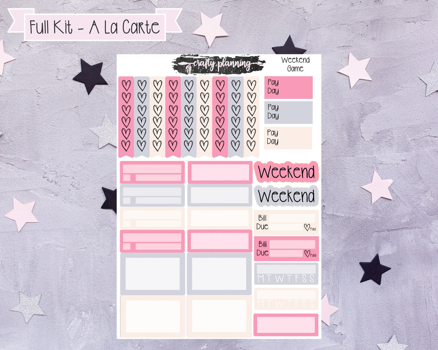 Weekend Game - Weekly Planner Kit - Planner Stickers - A La Carte - Standard Vertical Planner - Pink Planner Kit - Gaming Planner Kit