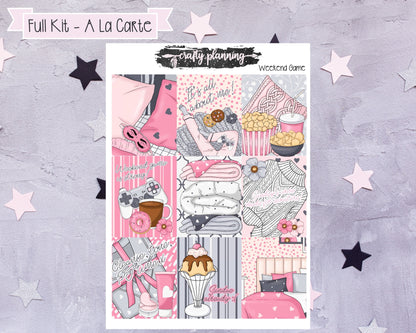 Weekend Game - Weekly Planner Kit - Planner Stickers - A La Carte - Standard Vertical Planner - Pink Planner Kit - Gaming Planner Kit