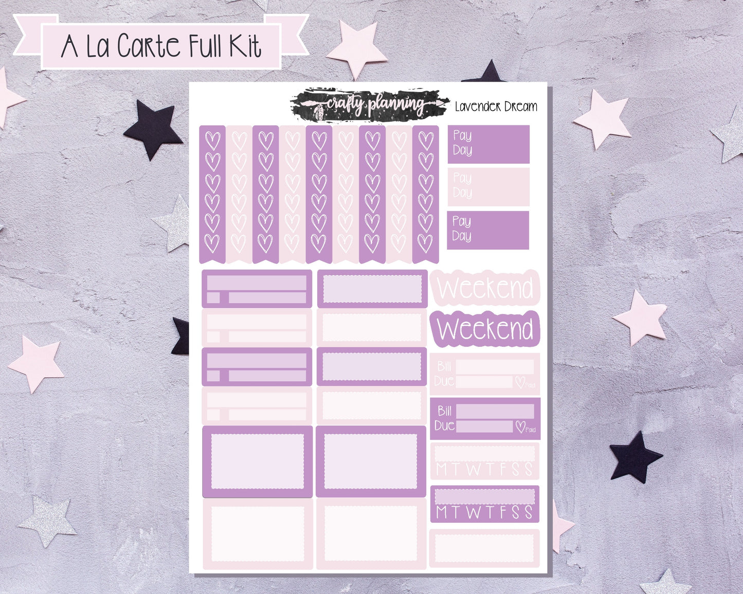 Lavender Dreams - Weekly Planner Kit - Planner Stickers - A La Carte - Standard Vertical Planner - Pastel Planner Kit - Rings Planner