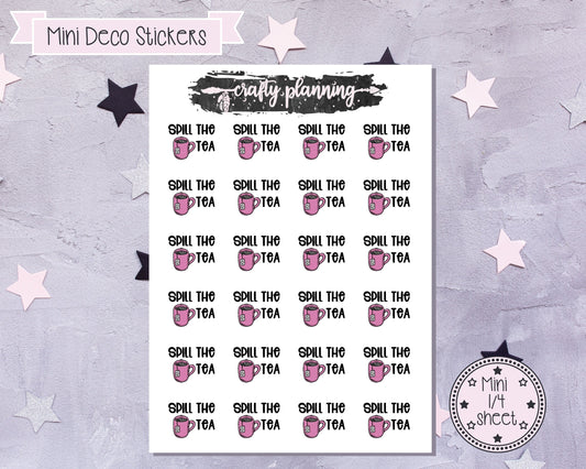 Spill The Tea Stickers - Planner Stickers - Tea Die Stickers - Gothic Stickers - Friendship Stickers - Gossip Stickers