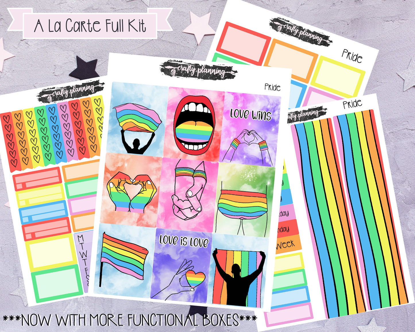 Pride Planner Kit, Weekly Planner Kit, Gay Pride Stickers, Rainbow Stickers, LGBQT Stickers, Planner Stickers
