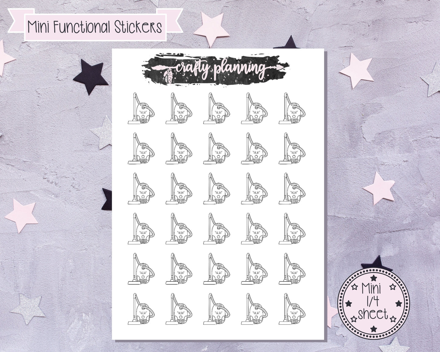 Minimal Icon Stickers, Vacuum Icons, Vacuum Stickers, Chore Stickers, Housework Stickers, Planner Icons, Planner Stickers, Minimal Planning