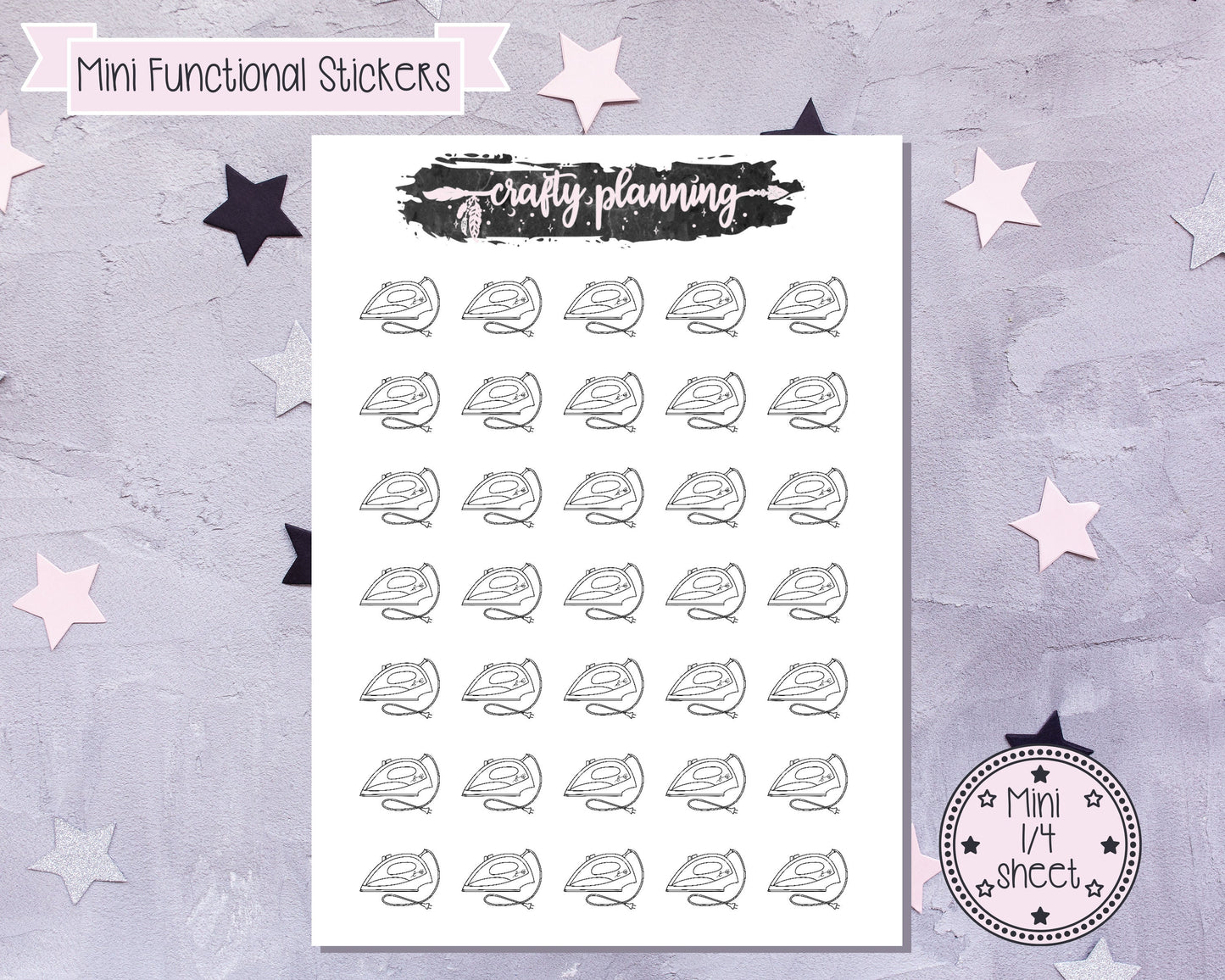 Minimal Icon Stickers, Ironing Icons, Ironing Stickers, Chore Stickers, Housework Stickers, Planner Icons, Planner Sticker, Minimal Planning