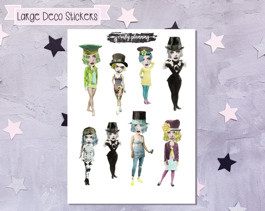 Freaky Character Stickers - Collage Stickers - Deco Stickers - Planner Stickers - Goth Stickers - Witchy Stickers