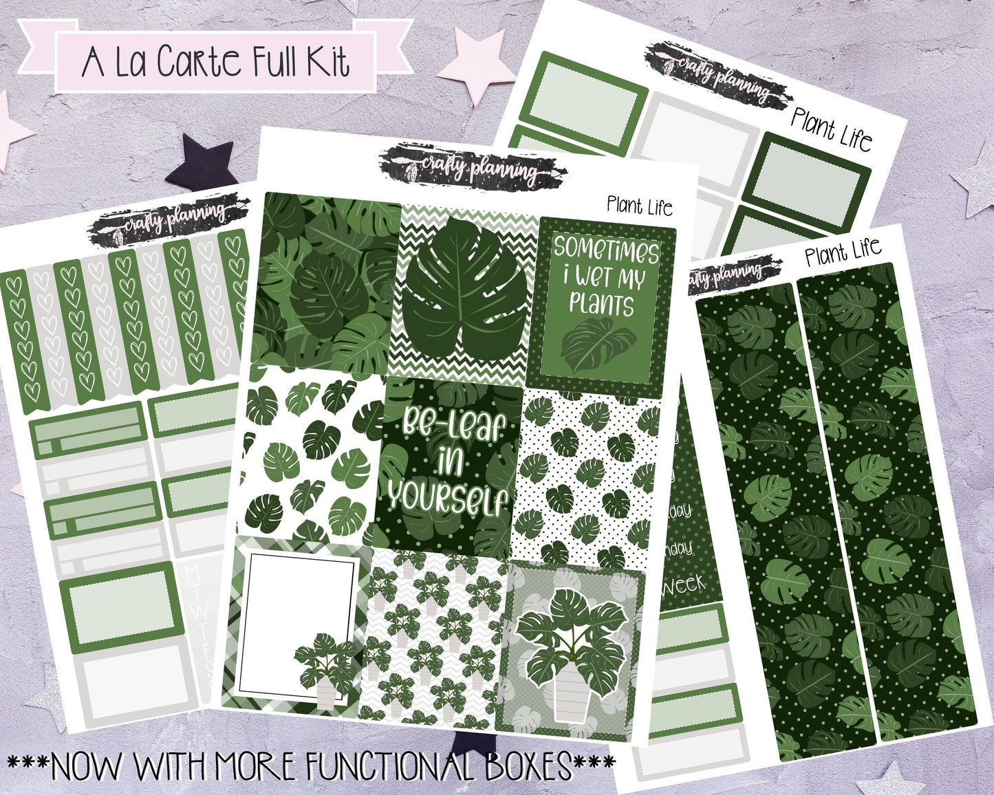 Plant Life Planner Kit, Weekly Planner Kit, Plant Stickers, Monstera Stickers, Planner Stickers