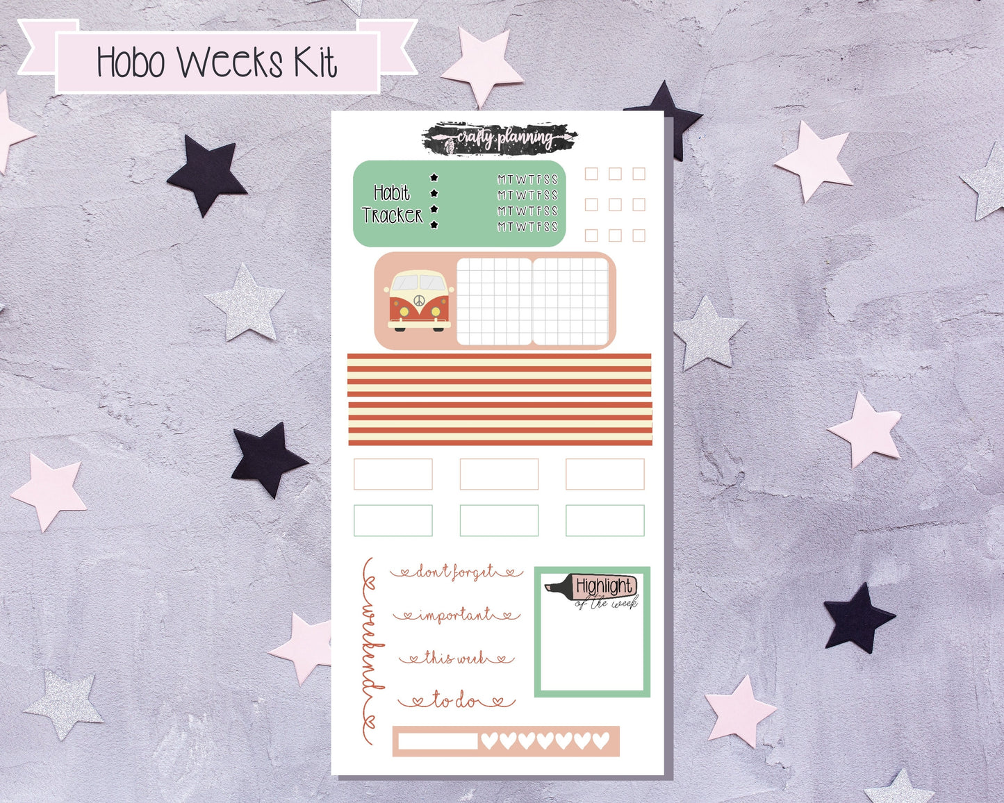 Retro Summer Hobonichi Kit, Summer Stickers, Planner Stickers, Hobonichi Weeks, Beach Planner Kit