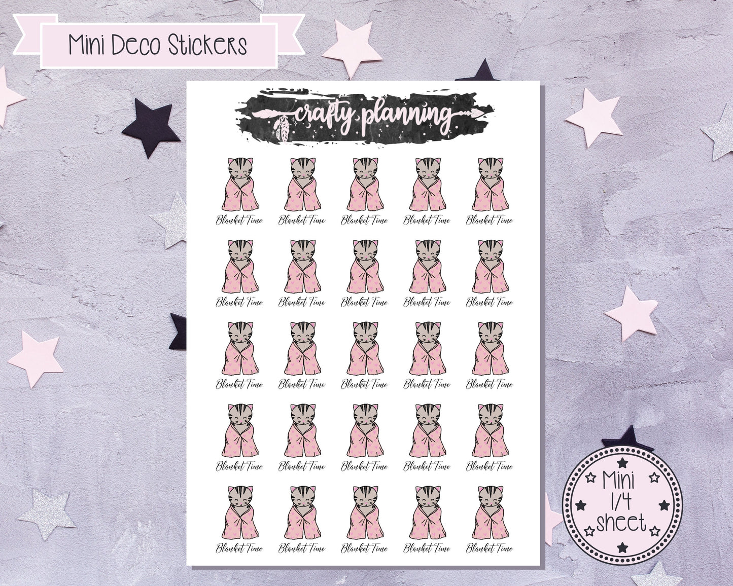 Cat Stickers, Character Stickers, Blanket Time, Planner Stickers, Anxiety Stickers, Depression Stickers, Crafty Cat, Hand Drawn Stickers