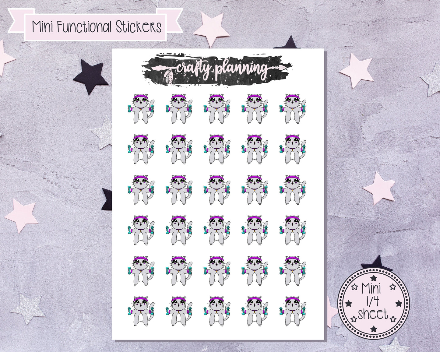 Character Stickers, Workout Stickers, Gothic Stickers, Cat Character Stickers, Fitness Stickers, Functional Stickers, Planner Stickers