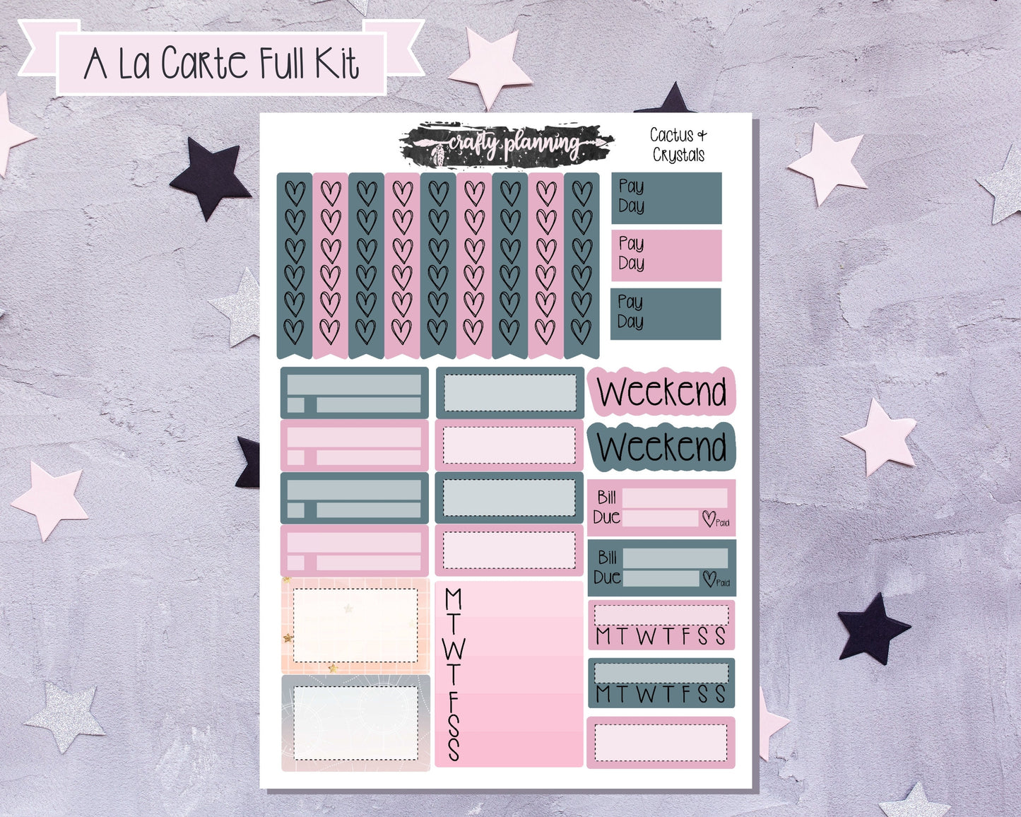 Cactus & Crystals - A La Carte - Weekly Vertical Planner Kit