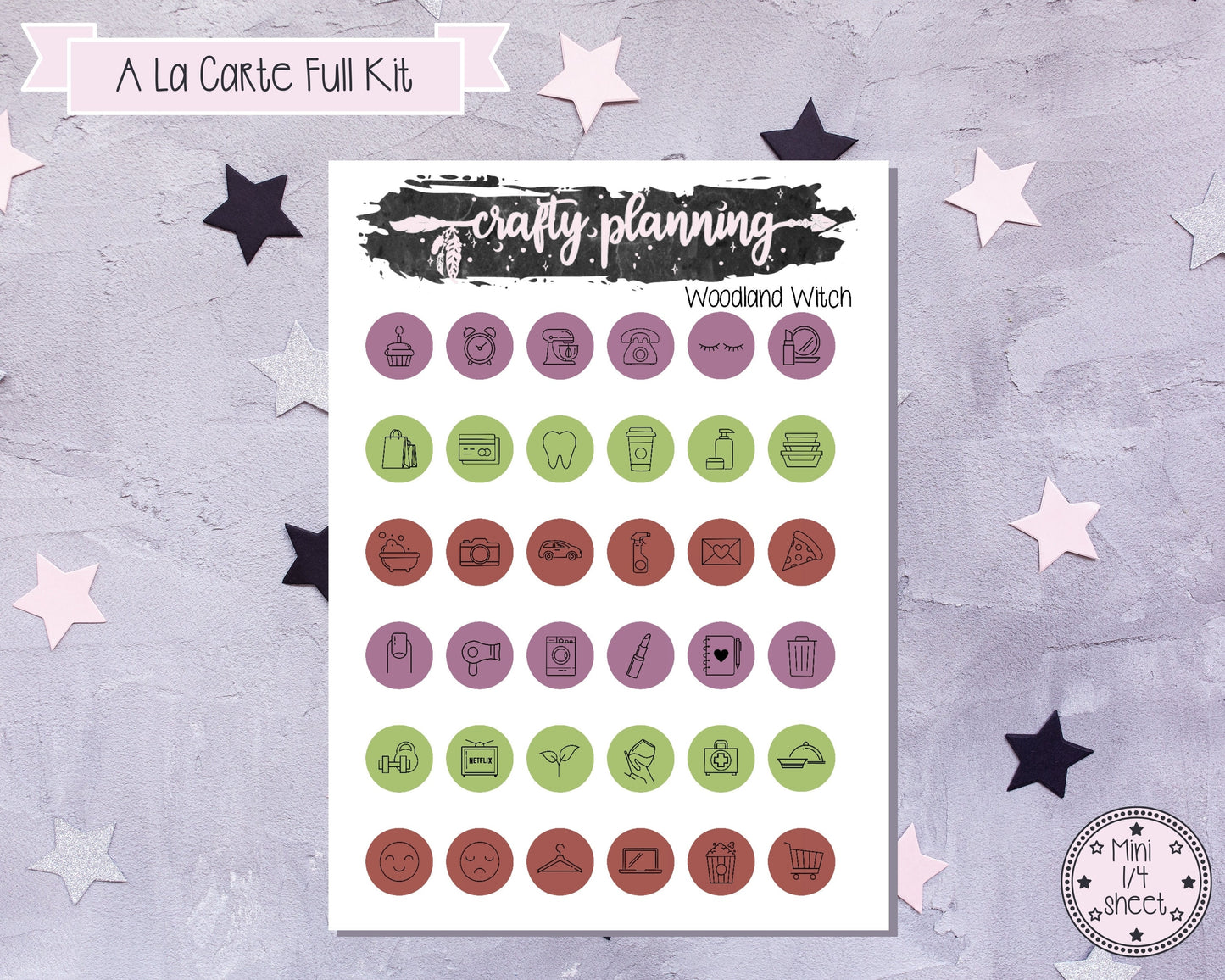Woodland Witch Weekly Planner Kit, Standard Vertical, Witchcraft Stickers, Occult Stickers, A La Carte Kit, Deluxe Planner Kit