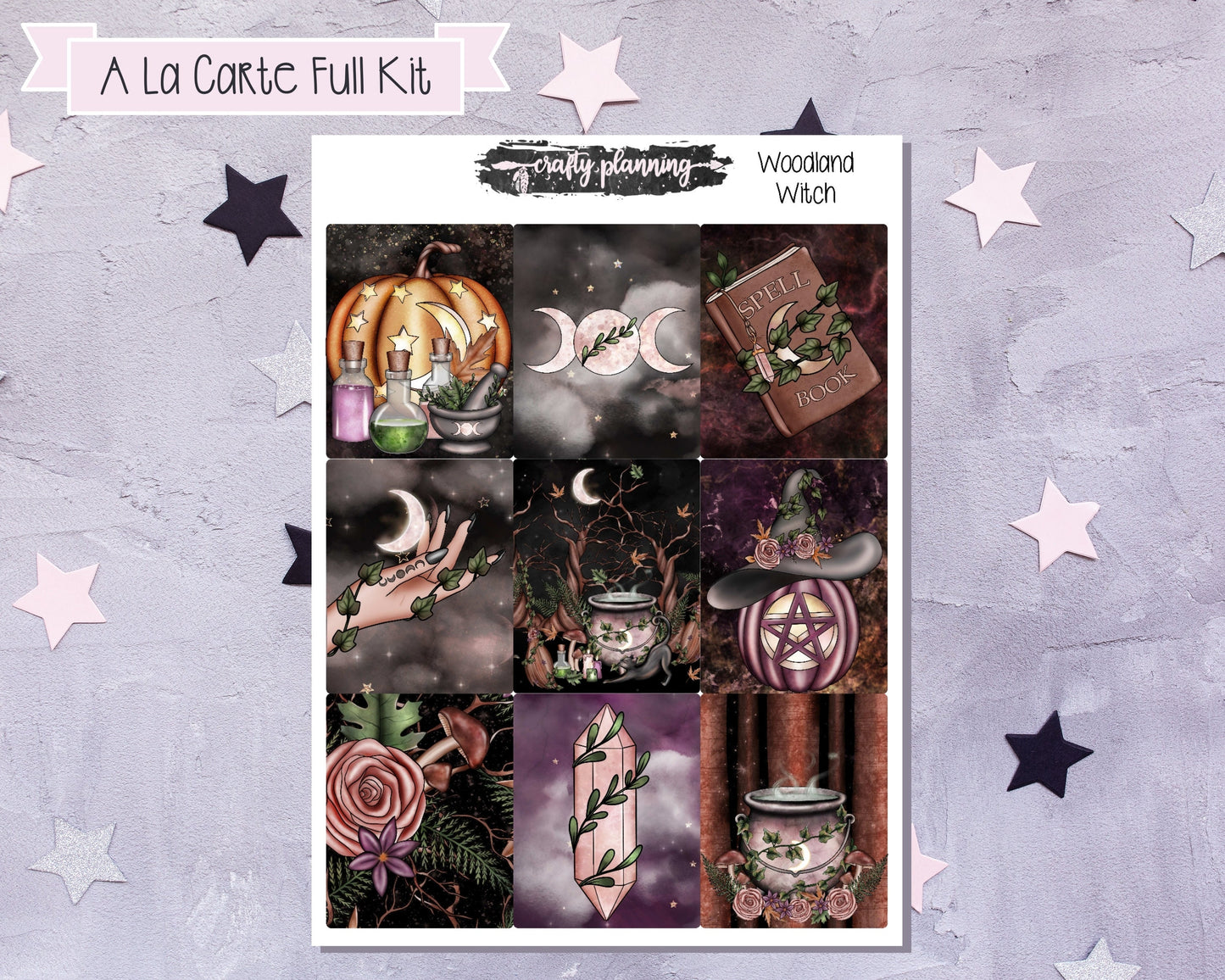 Woodland Witch Weekly Planner Kit, Standard Vertical, Witchcraft Stickers, Occult Stickers, A La Carte Kit, Deluxe Planner Kit