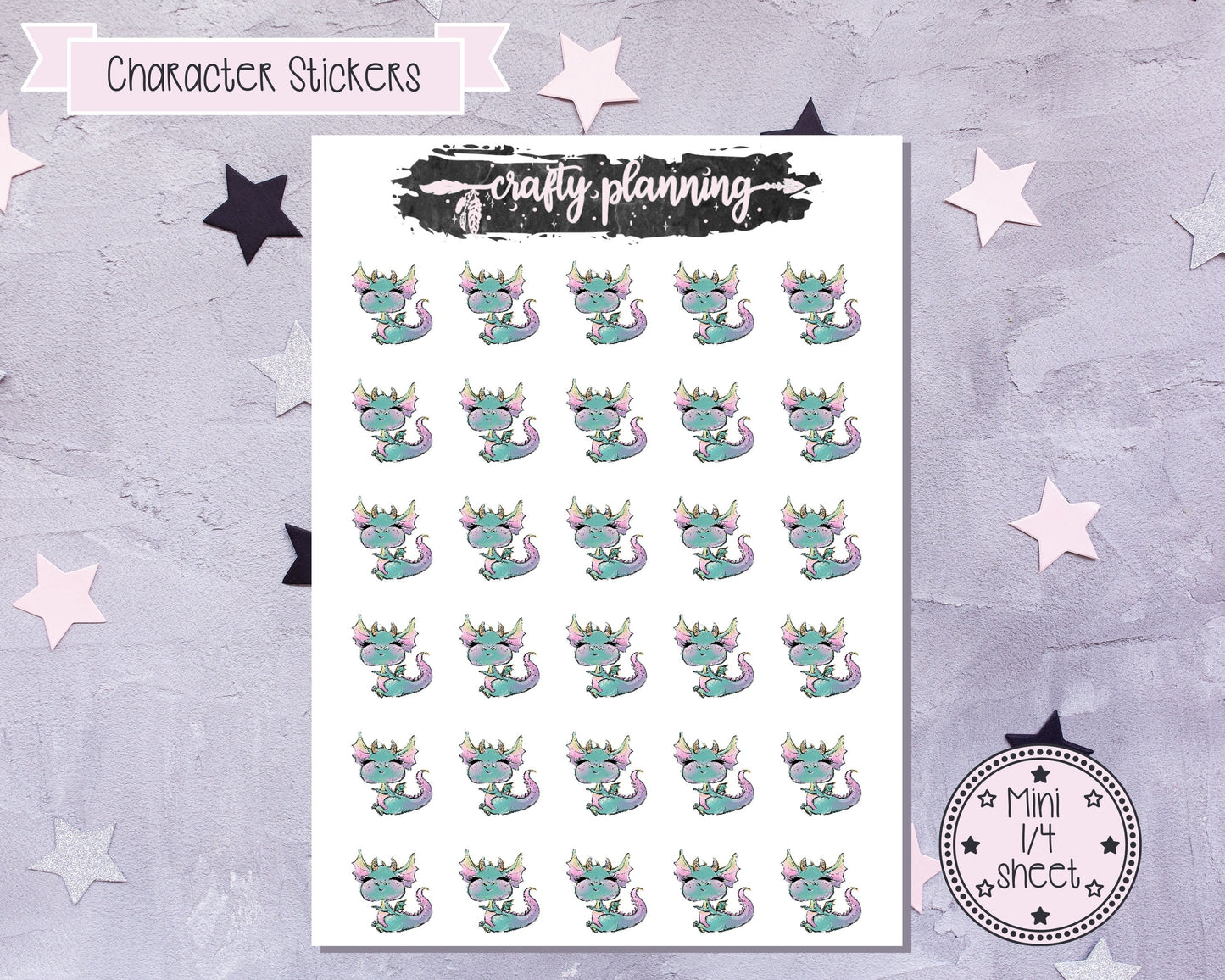Dragon Stickers, Planner Stickers, Character Stickers, Cute Dragon Stickers