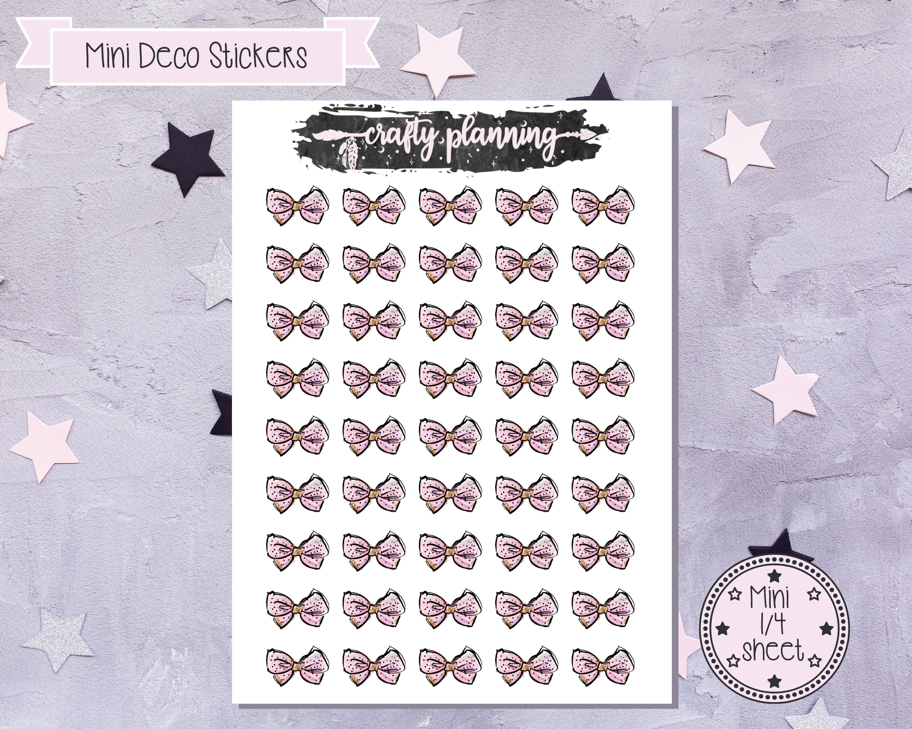 Pink Bow Stickers, Planner Stickers, Deco Stickers, Scrapbook Stickers ...