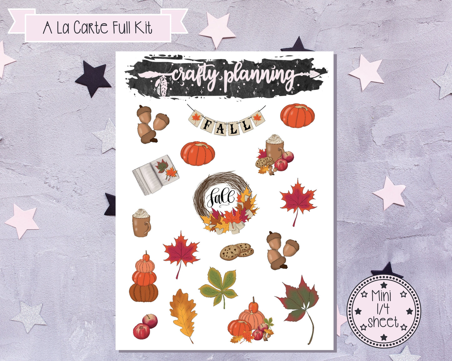 Happy Fall Weekly Planner Kit, Autumn Weekly Planner Kit, Autumn Planner Kit, Fall Planner Kit, Pumpkins, Coffee, Autumn Leaves