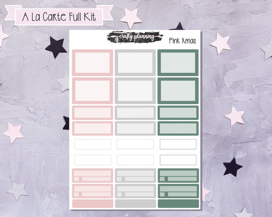 Pink Xmas Weekly Planner Kit, A La Carte Kit, Standard Vertical, Christmas Planner Stickers