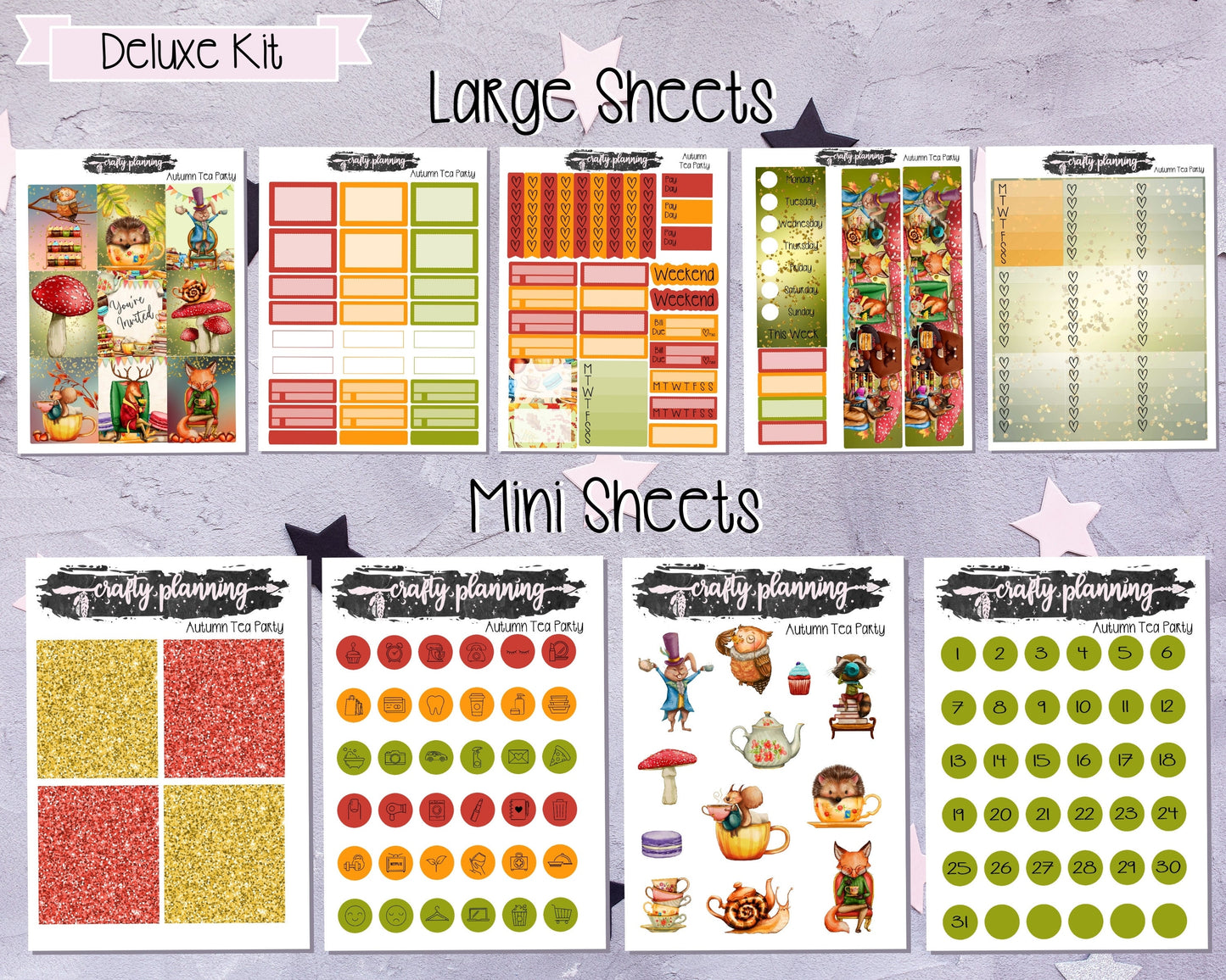Autumn Tea Party - A La Carte - Vertical Planner Kit