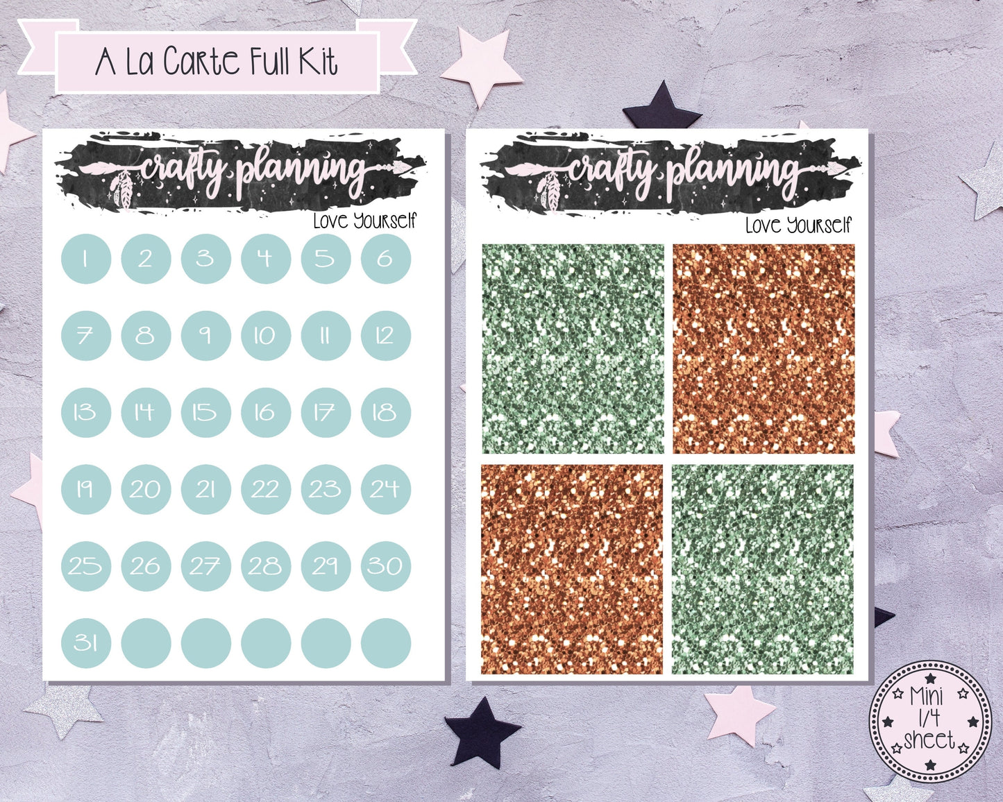 Love Yourself Weekly Planner Kit, Planner Stickers, Self Care Planner Kit, Positive Planner Kit, Standard Vertical, Deluxe Kit, A La Carte