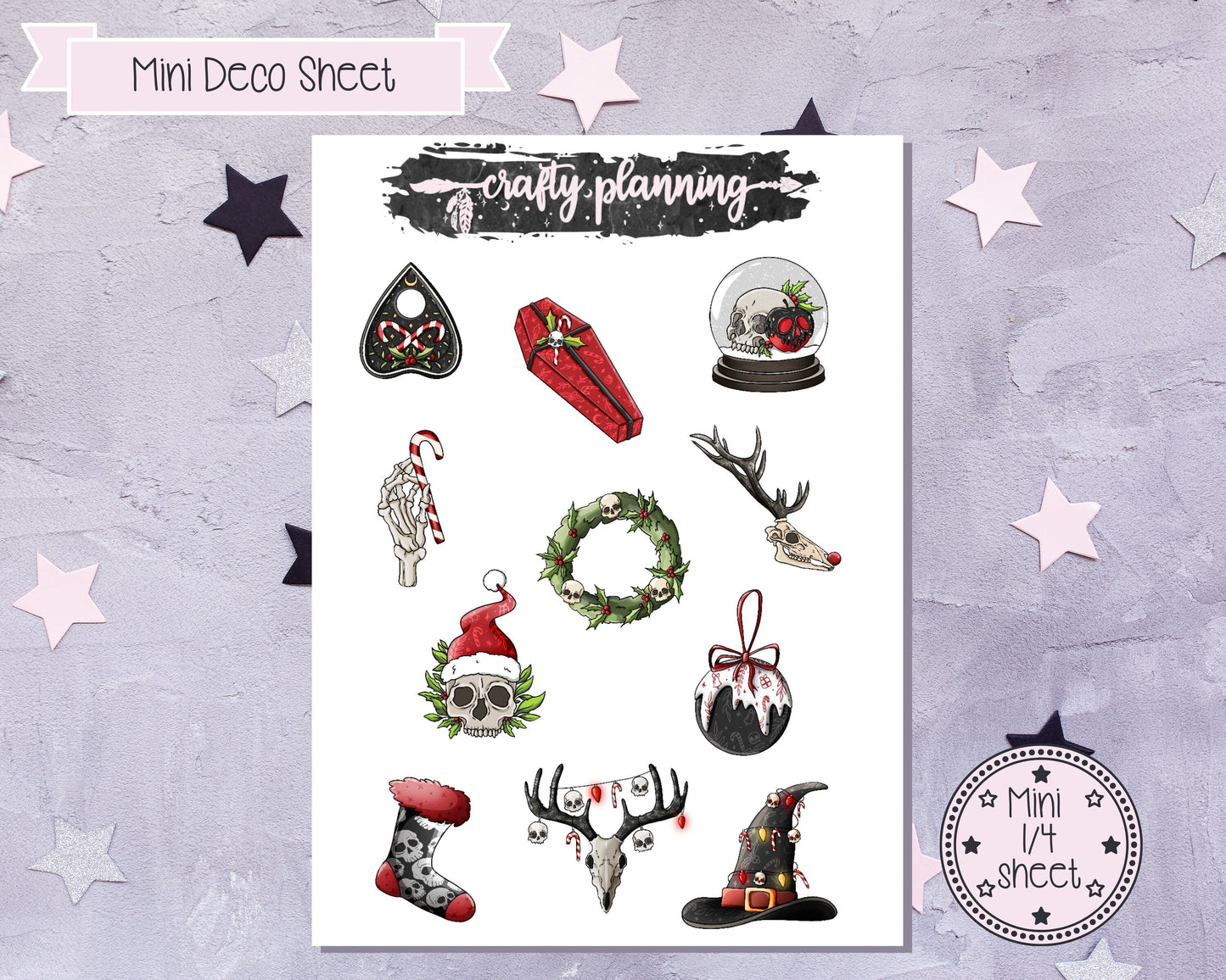 Gothic Xmas Deco, Creepy Xmas Stickers, Planner Stickers, Deco Stickers, Gothmas Stickers, Dark Xmas Stickers