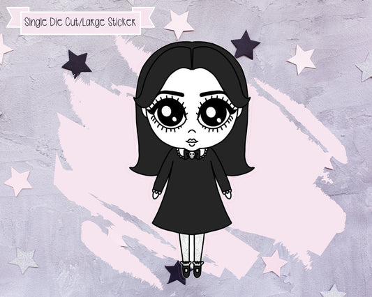 Goth Character - Monochrome Die Cut - Witchcraft Die Cut -Witch Stickers -Goth Stickers-Pagan Stickers-Black & White - Dark Alice