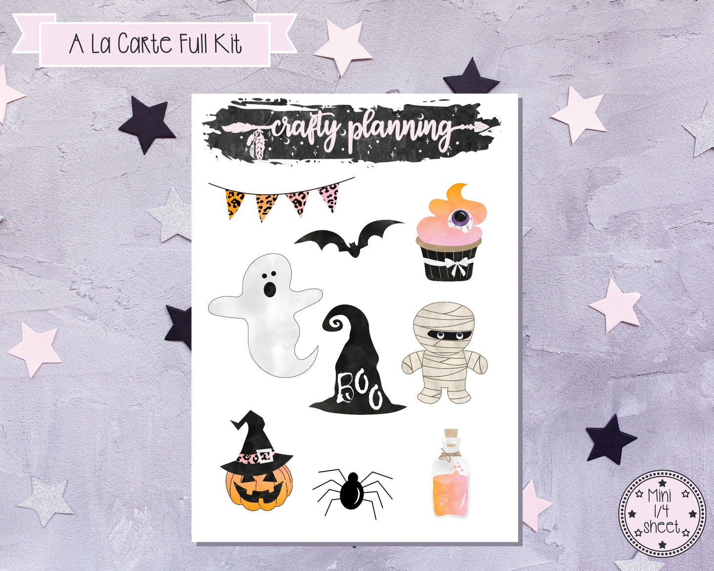 Halloween Planner Kit, Standard Vertical Weekly Planner Kit, Halloween Stickers, Planner Stickers, Toil & Trouble