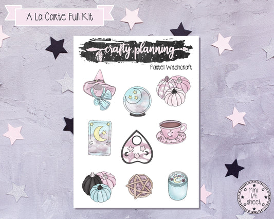 Pastel Witch Stickers, Weekly Planner Kit, Standard Vertical Planner Stickers, Witchcraft Stickers